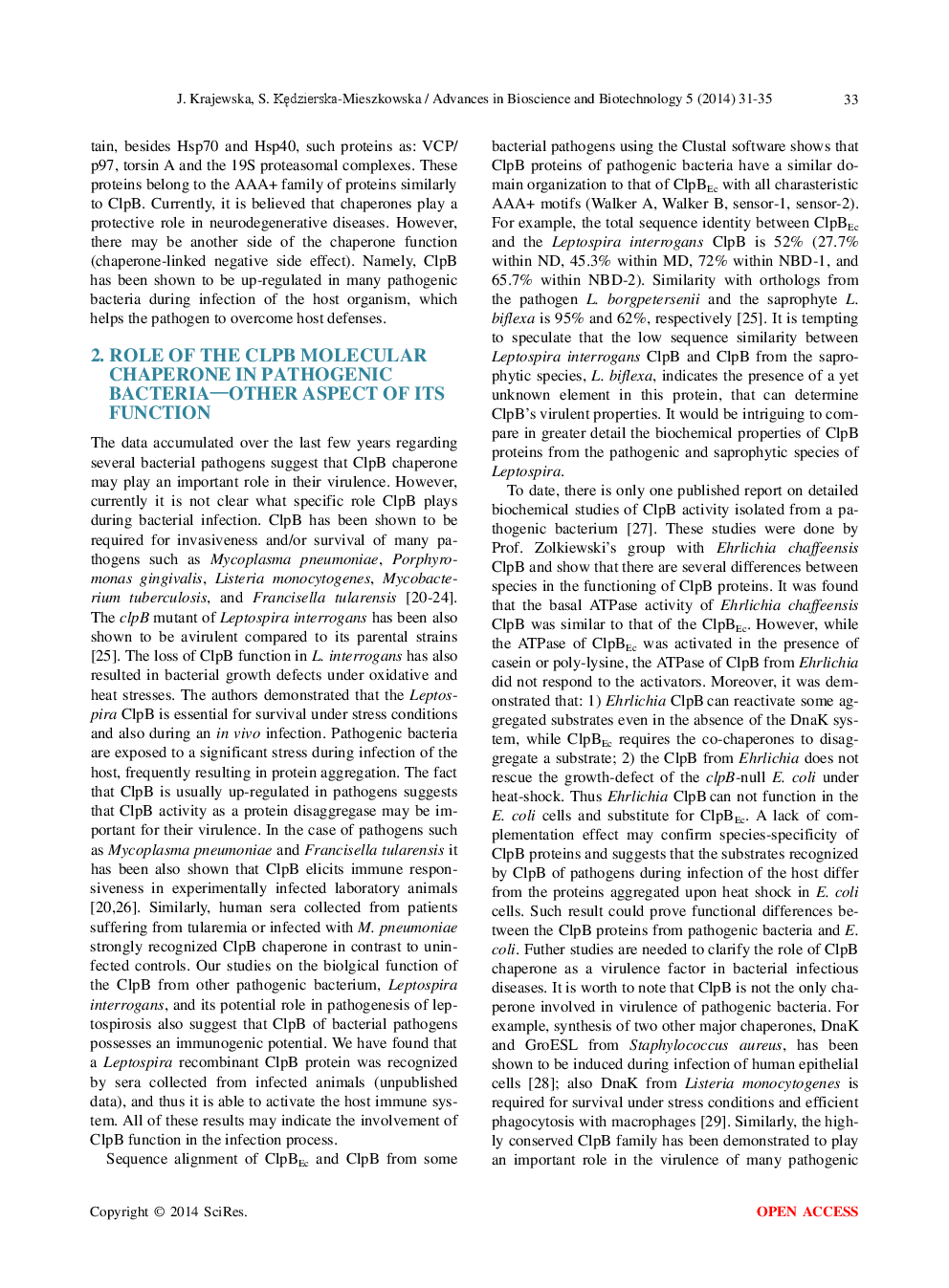 AAA+ ClpB Chaperone As A Potential Virulence Factor Of Pathogenic Microorganisms: Other Aspect Of Its Chaperone Function - Page 4