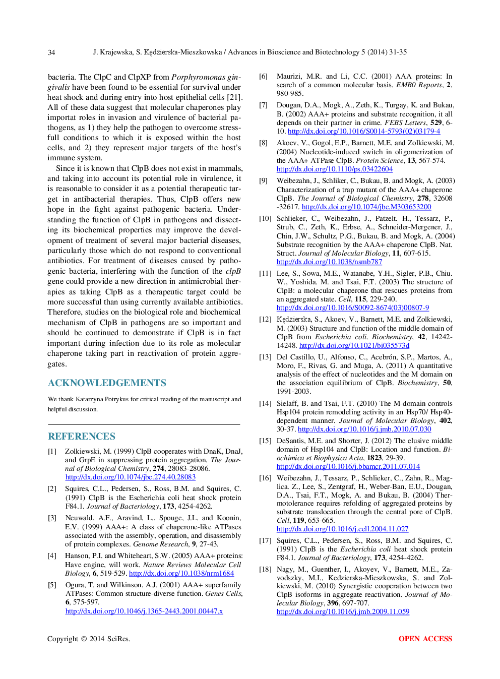 AAA+ ClpB Chaperone As A Potential Virulence Factor Of Pathogenic Microorganisms: Other Aspect Of Its Chaperone Function - Page 5