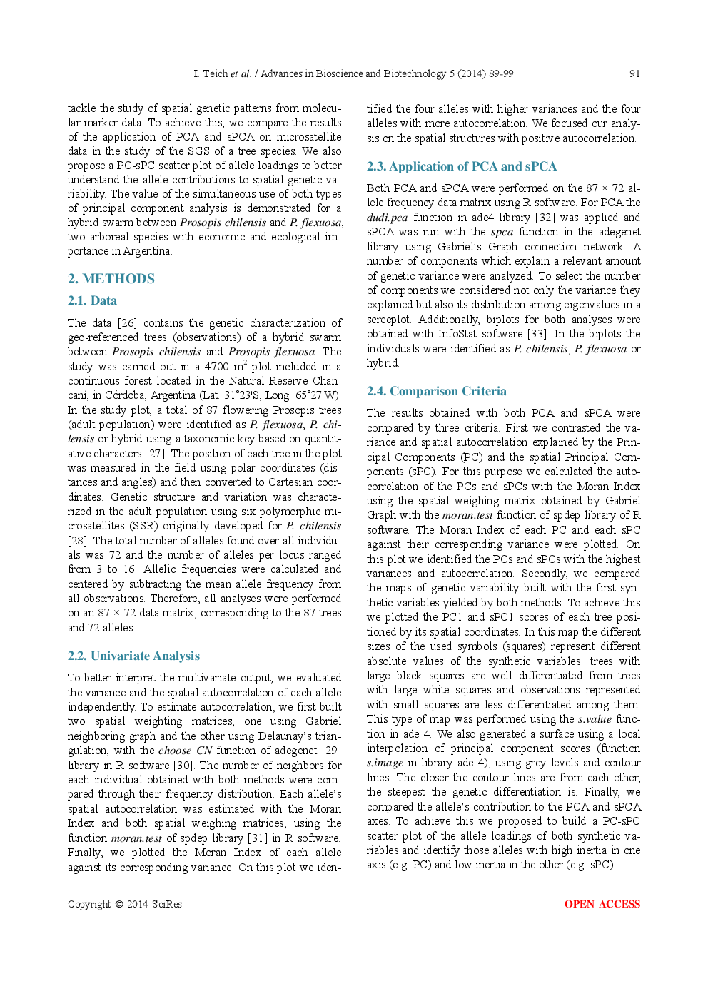 Assessong Spatial Genetic Structure From Molecular Marker Data Via Principal Component Analyses : A Case Study In A Prosopis Sp. Forest - Page 4