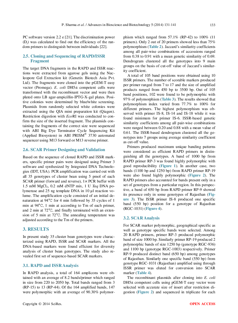 A Set Of SCAR Markers In Cluster Bean (Cyamopsis Tetragonoloba L. Taub) Genotypes - Page 4
