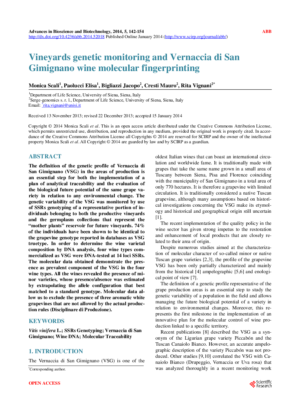 Vineyards Genetic Monitoring And Vernaccia Di San Gimignano Wine Molecular Fingerprinting - Page 2