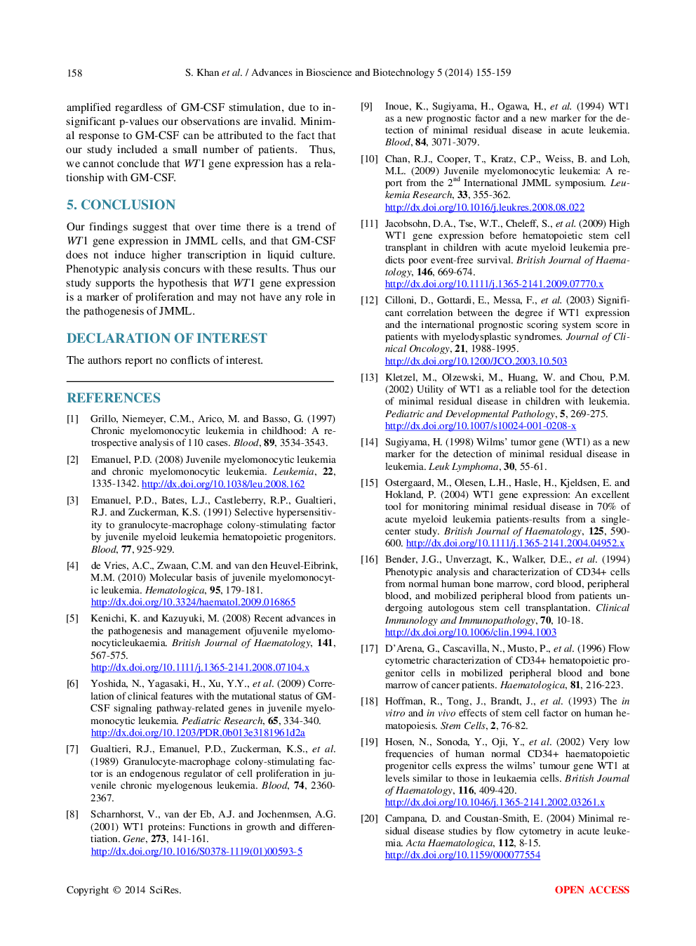 Juvenile Myelo-Monocytic Leukemia (JMML): No Effect Of Granulocyte Monocyte-Colony Stimulating Factor (GM-CSF) On Wilms Tumor Gene (WT1) By Nested Polymerase Chain Reaction (NPCR) And Flow Cytometry - Page 5