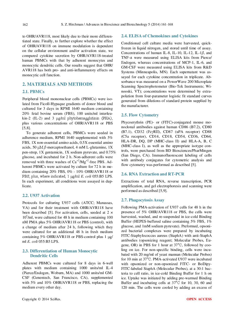 Activation Of Human Monocytes/Macrophages By OHR/AVR118 Promotes Both Pro- And Anti-Inflammatory Phenotypes - Page 3