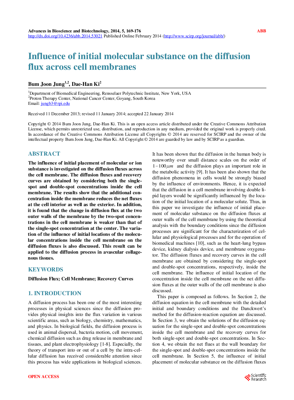 Influence Of Initial Molecular Substance On The Diffusion Flux Across Cell Membranes - Page 2