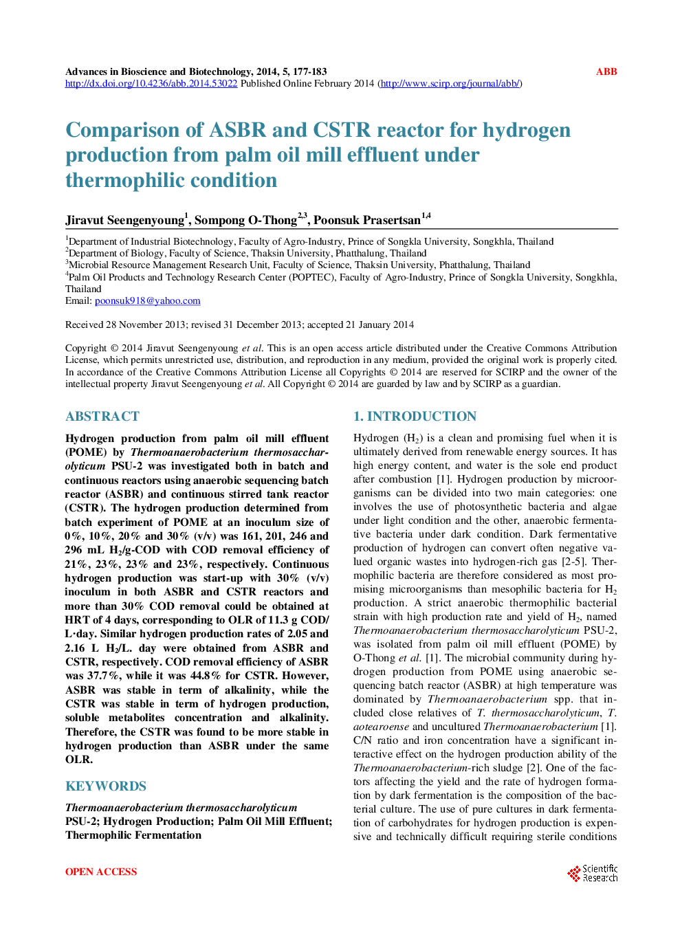 Comparison Of ASBR And CSTR Reactor For Hydrogen Production From Palm Oil Mill Effluent Under Thermophilic Condition - Page 2
