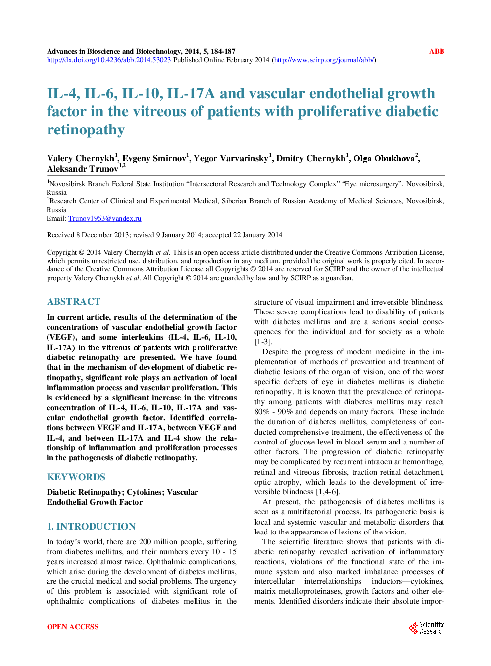 IL-4, IL-6, IL-10, IL-17A And Vascular Endothelial Growth Factor In The Vitreous Of Patients With Proliferative Diabetic Retinopathy - Page 2