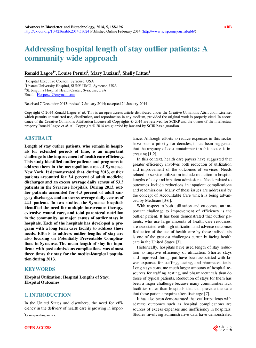 Addressing Hospital Length Of Stay Outlier Patients: A Community Wide Approach - Page 2