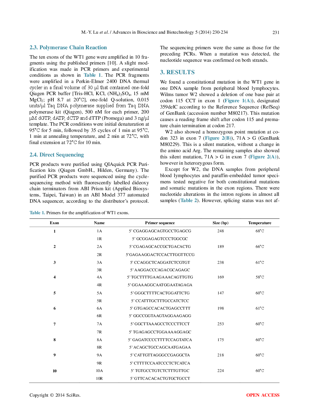 Identification Of A Constitutional Mutation In The WT1 Gene In Taiwanese Patients With Wilms Tumor - Page 3