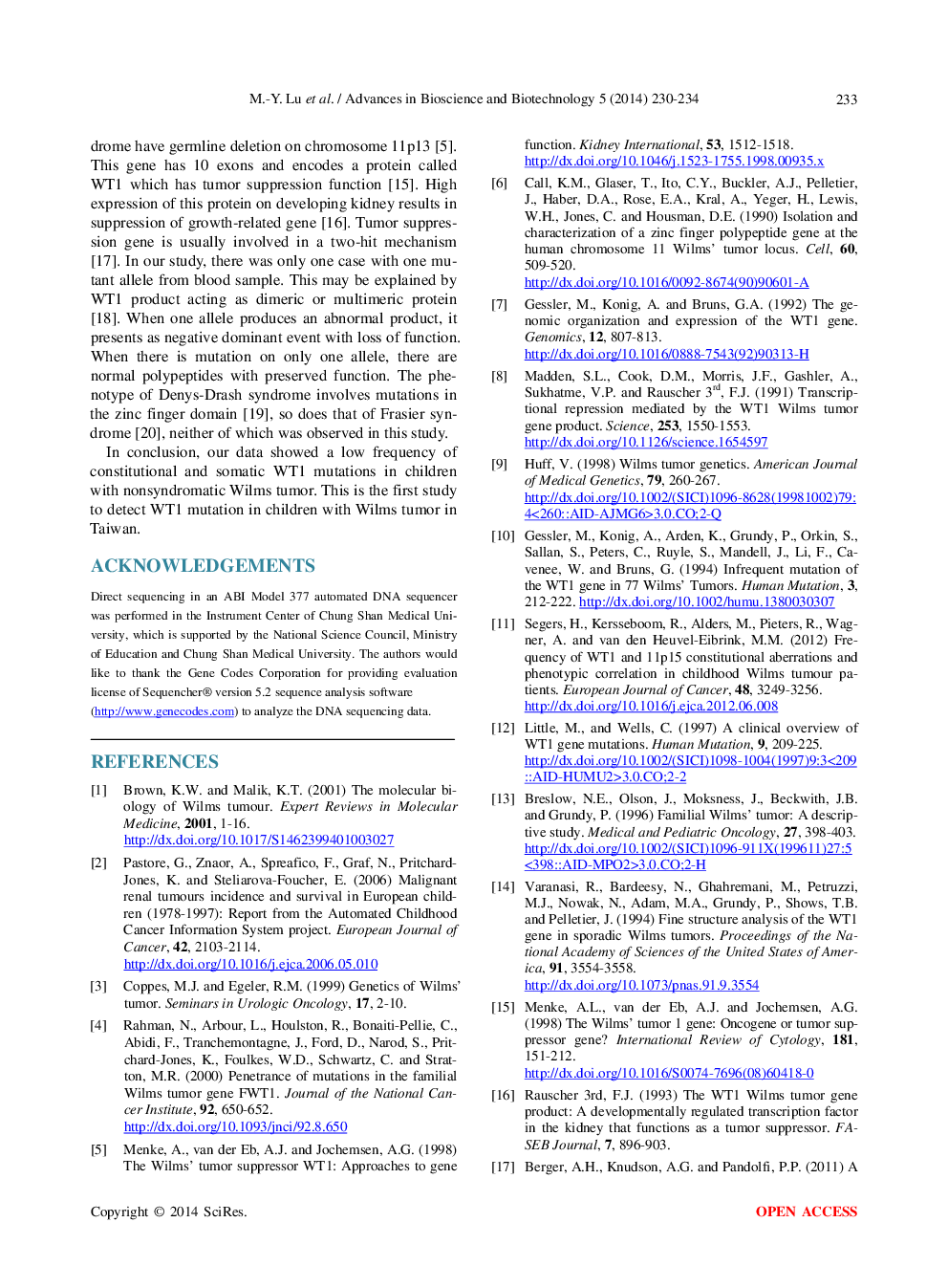Identification Of A Constitutional Mutation In The WT1 Gene In Taiwanese Patients With Wilms Tumor - Page 5