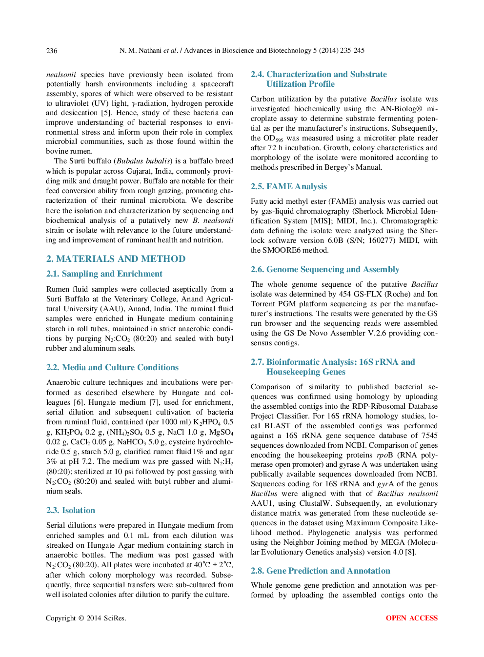 Genomic Analysis Of A Novel Strain Of Bacillus Nealsonii, Isolated From Surti Buffalo Rumen - Page 3