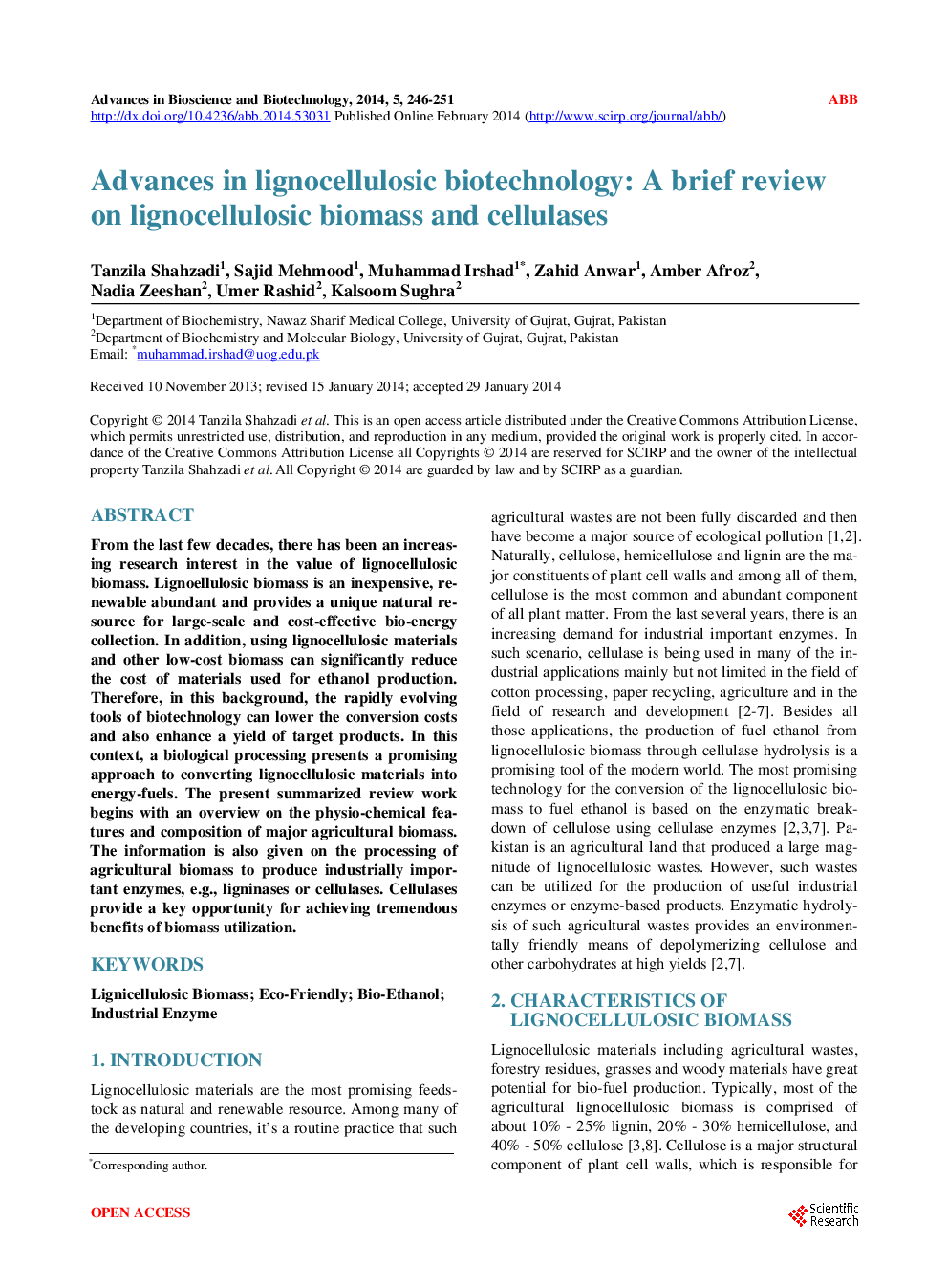 Advances In Lignocellulosic Biotechnology: A Brief Review On Lignocellulosic Biomass And Cellulases - Page 2