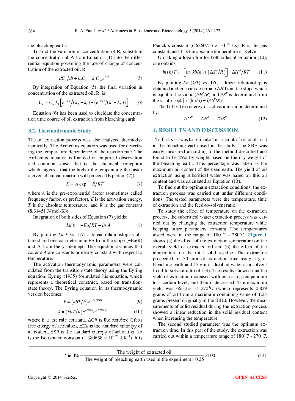 Recovery Of Oil And Free Fatty Acids From Spent Bleaching Earth Using Sub-Critical Water Technology Supported With Kinetic And Thermodynamic Study - Page 5