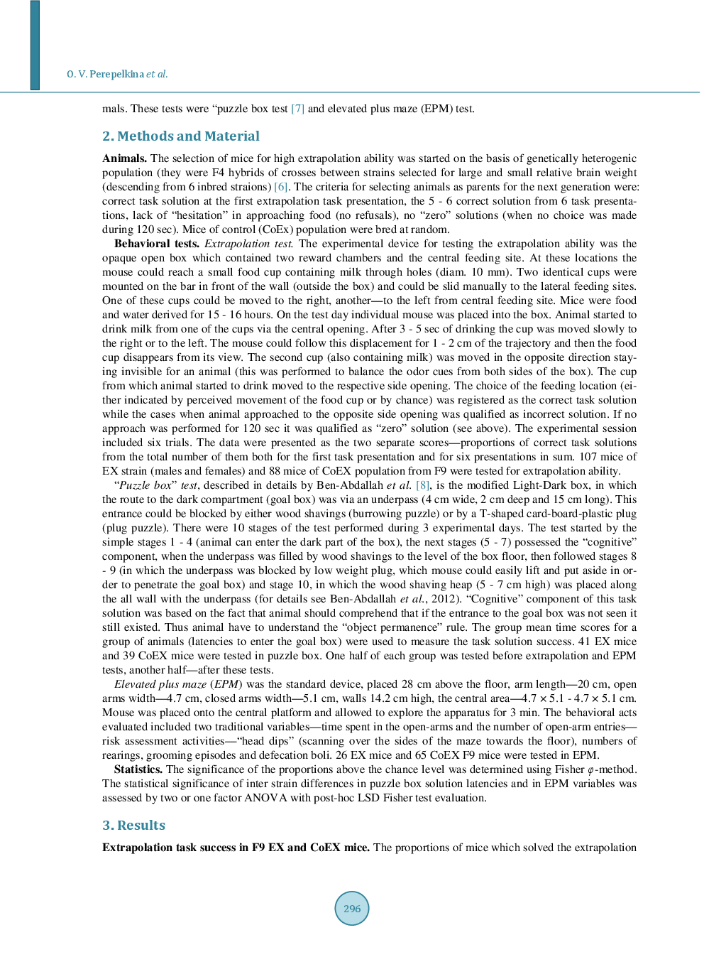 Selection Of Laboratory Mice For The High Scores Of Logic Task Solutions: The Correlated Changes In Behavior - Page 4