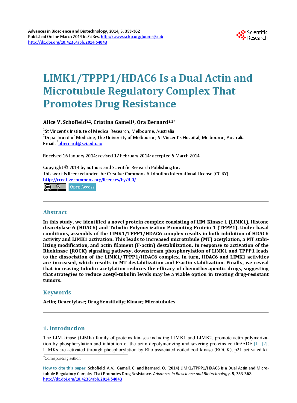 LIMK1/TPPP1/HDAC6 Is A Dual Actin And Microtubule Regulatory Complex That Promotes Drug Resistance - Page 2