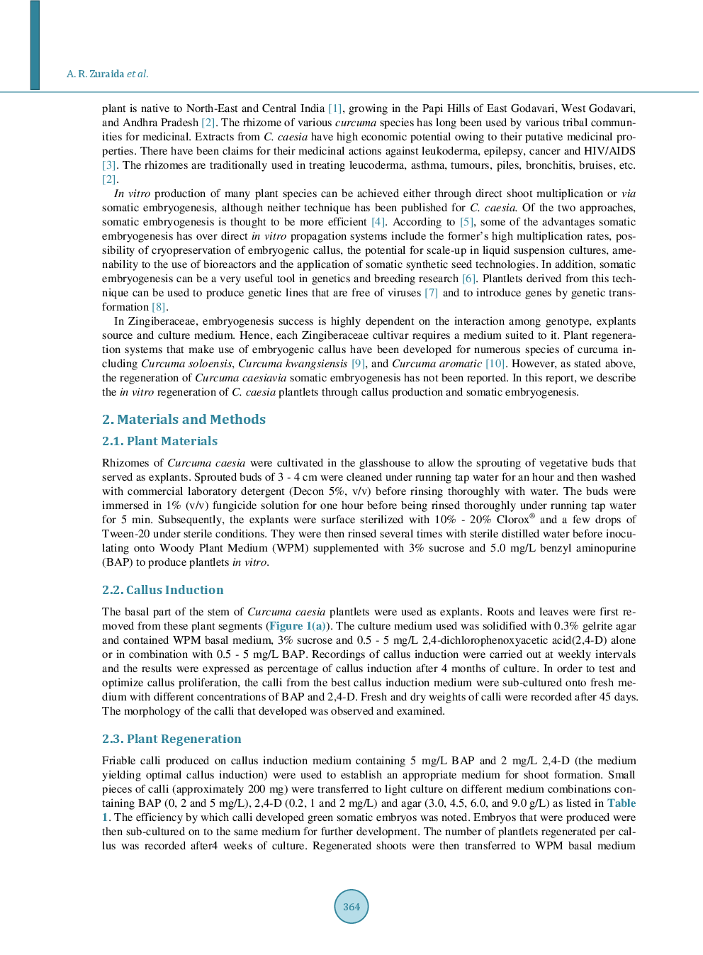In Vitro Regeneration Of Curcuma Caesia Plantlets From Basal Part And Via Somatic Embryogenesis - Page 3