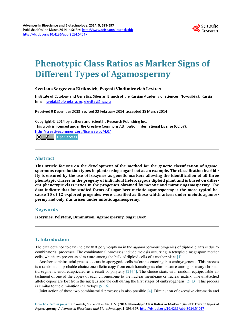 Phenotypic Class Ratios As Marker Signs Of Different Types Of Agamospermy - Page 2