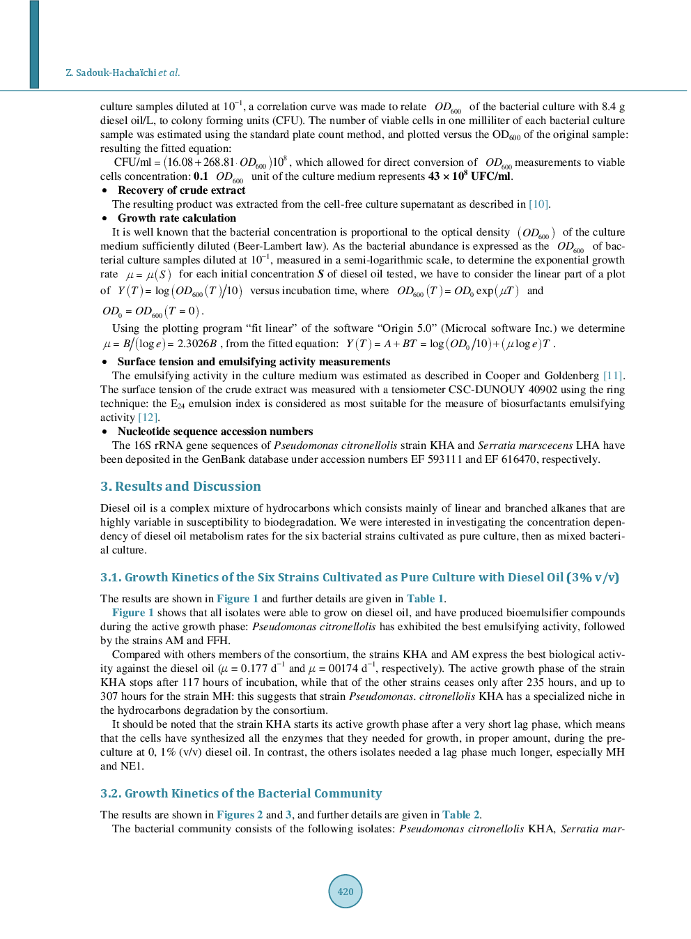 Growth Kinetics Study Of A Bacterial Consortium Producing Biosurfactants, Constructed With Six Strains Isolated From An Oily Sludge - Page 4