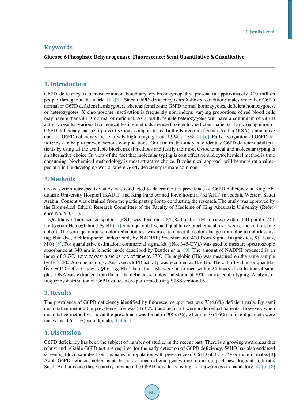 Biochemical Estimation Of Glucose 6 Phosphate Dehydrogenase Deficiency In Saudi Adults: Different Methods And Its Rationalization - Page 3