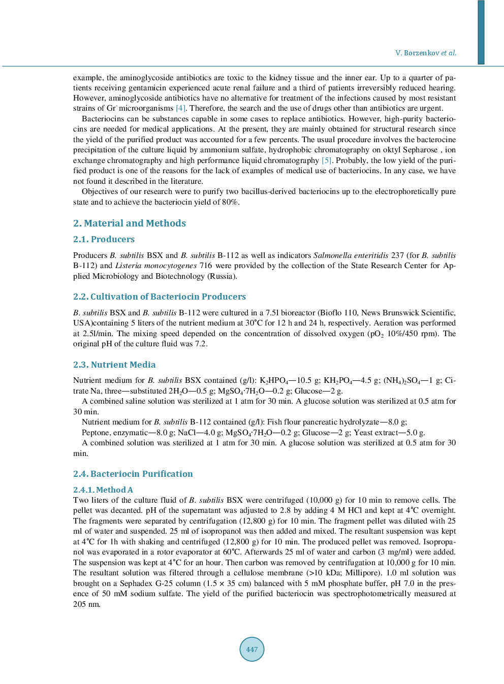 Obtaining Bacteriocins By Chromatographic Methods - Page 3