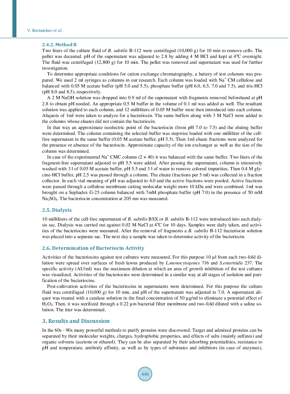 Obtaining Bacteriocins By Chromatographic Methods - Page 4