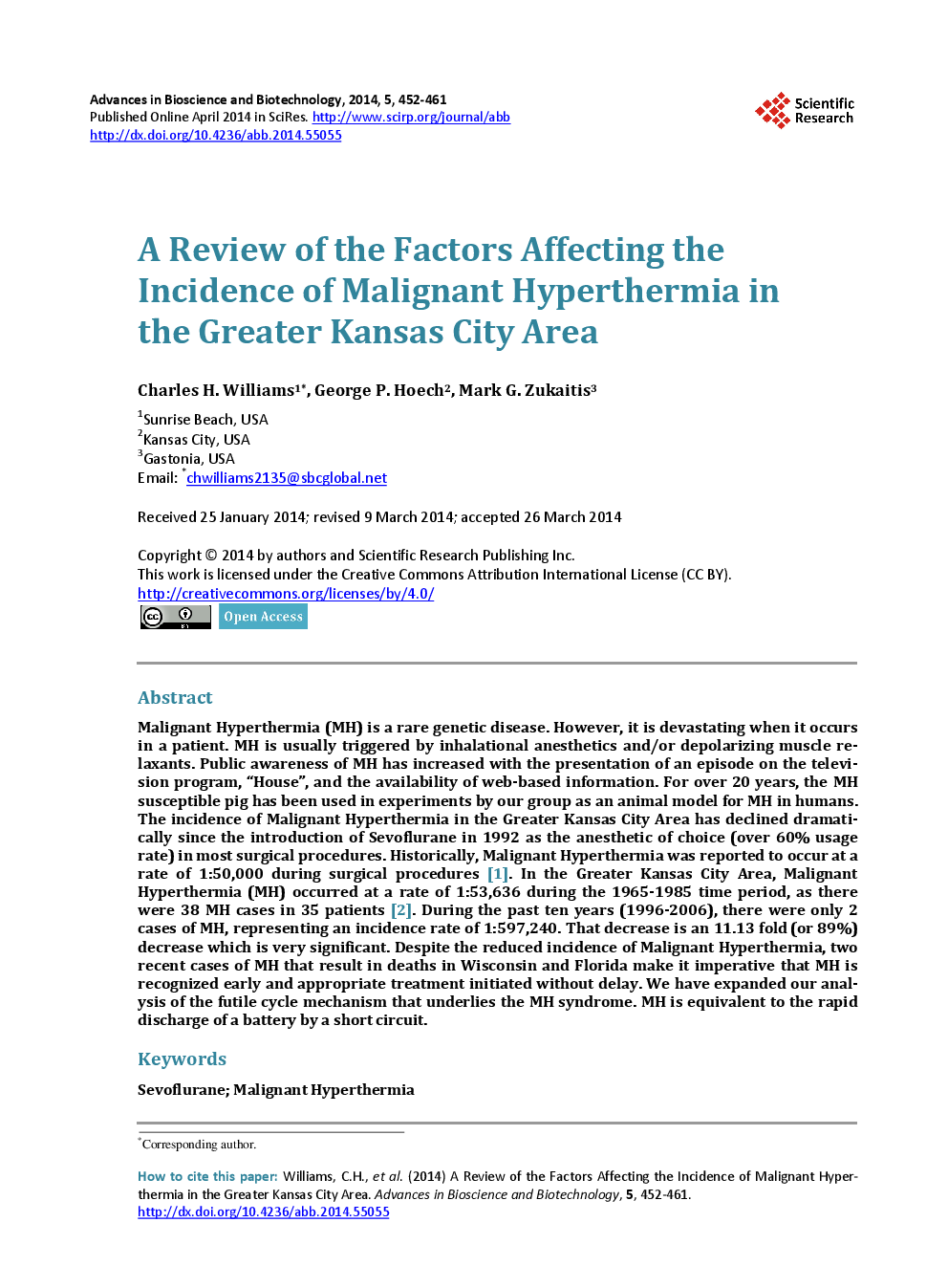 A Review Of The Factors Affecting The Incidence Of Malignant Hyperthermia In The Greater Kansas City Area - Page 2
