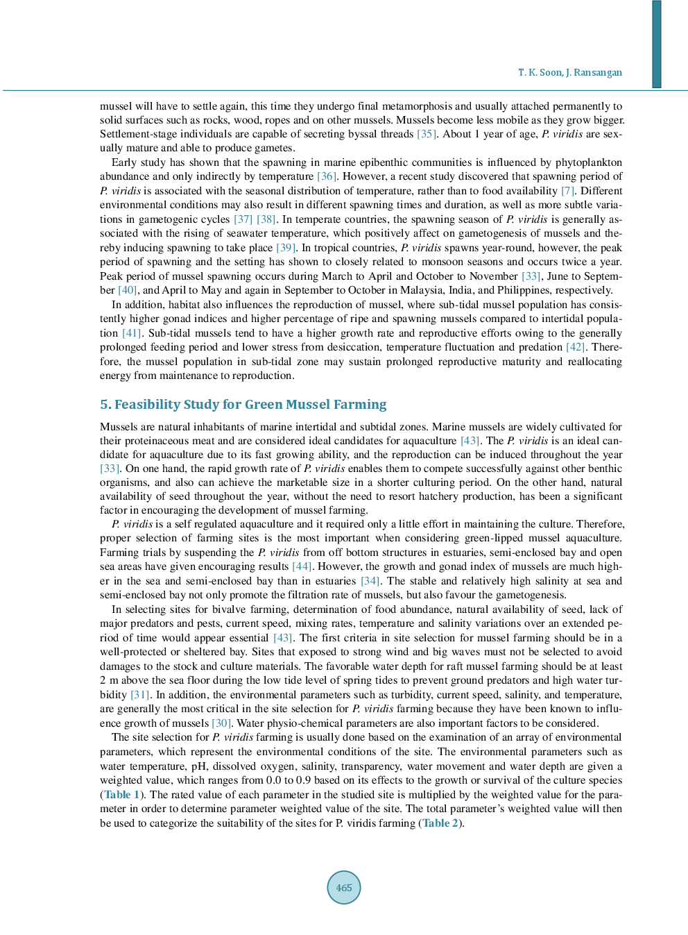 A Review Of Feeding Behavior, Growth, Reproduction And Aquaculture Site Selection For Green-Lipped Mussel, Perna Viridis - Page 5