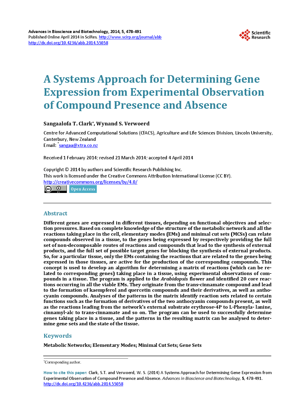 A Systems Approach For Determining Gene Expression From Experimental Observation Of Compound Presence And Absence - Page 2