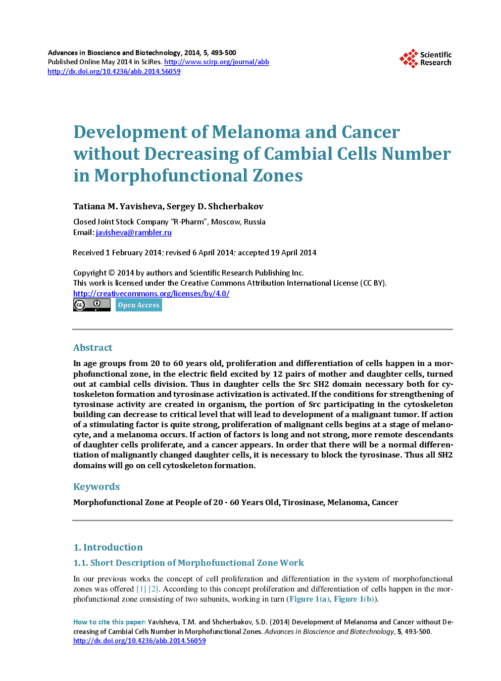 Development Of Melanoma And Cancer Without Decreasing Of Cambial Cells Number In Morphofunctional Zones - Page 2