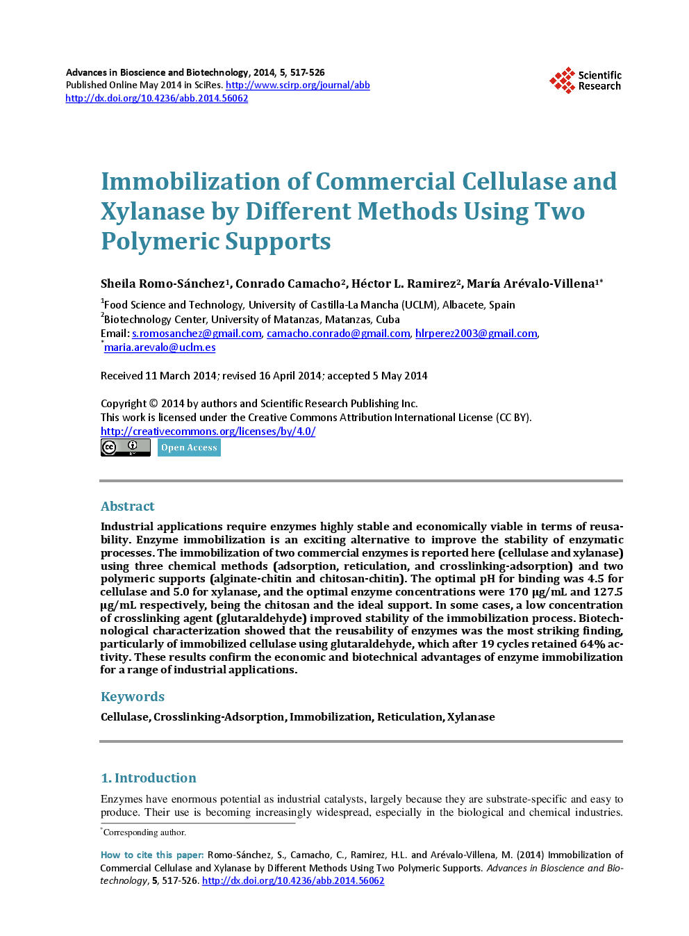 Immobilization Of Commercial Cellulase And Xylanase By Different Methods Using Two Polymeric Supports - Page 2