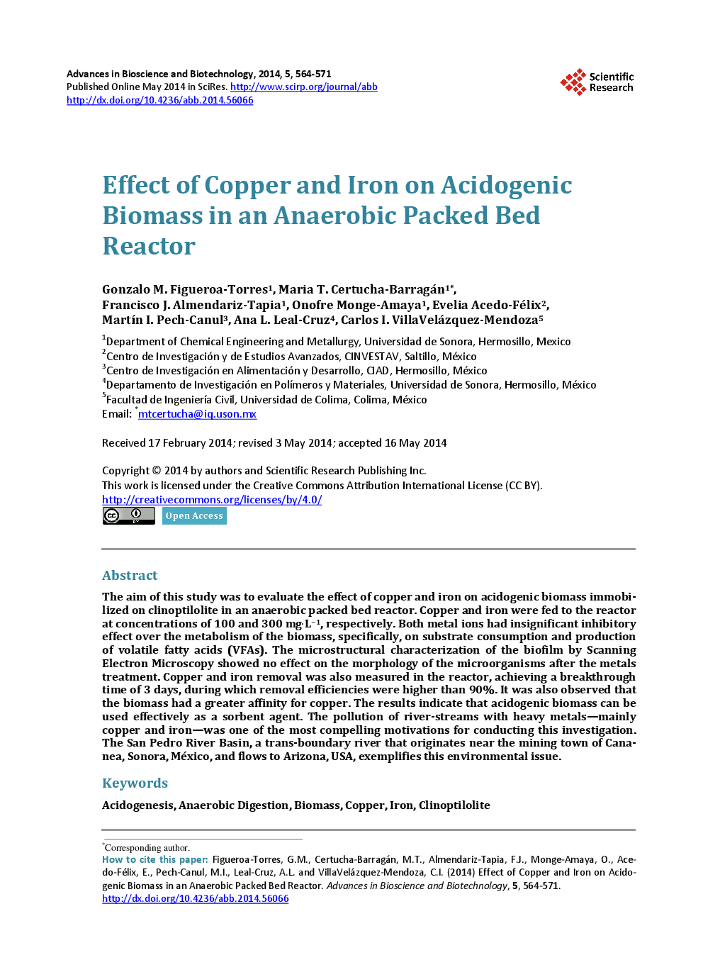 Effect Of Copper And Iron On Acidogenic Biomass In An Anaerobic Packed Bed Reactor - Page 2