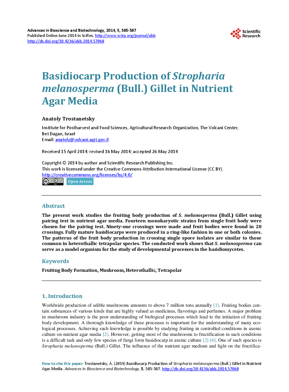 Basidiocarp Production Of Stropharia Melanosperma (Bull.) Gillet In Nutrient Agar Media - Page 2