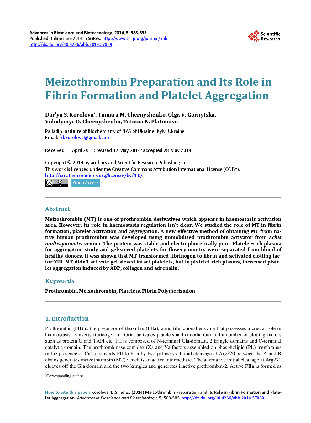 Meizothrombin Preparation And Its Role In Fibrin Formation And Platelet Aggregation - Page 2