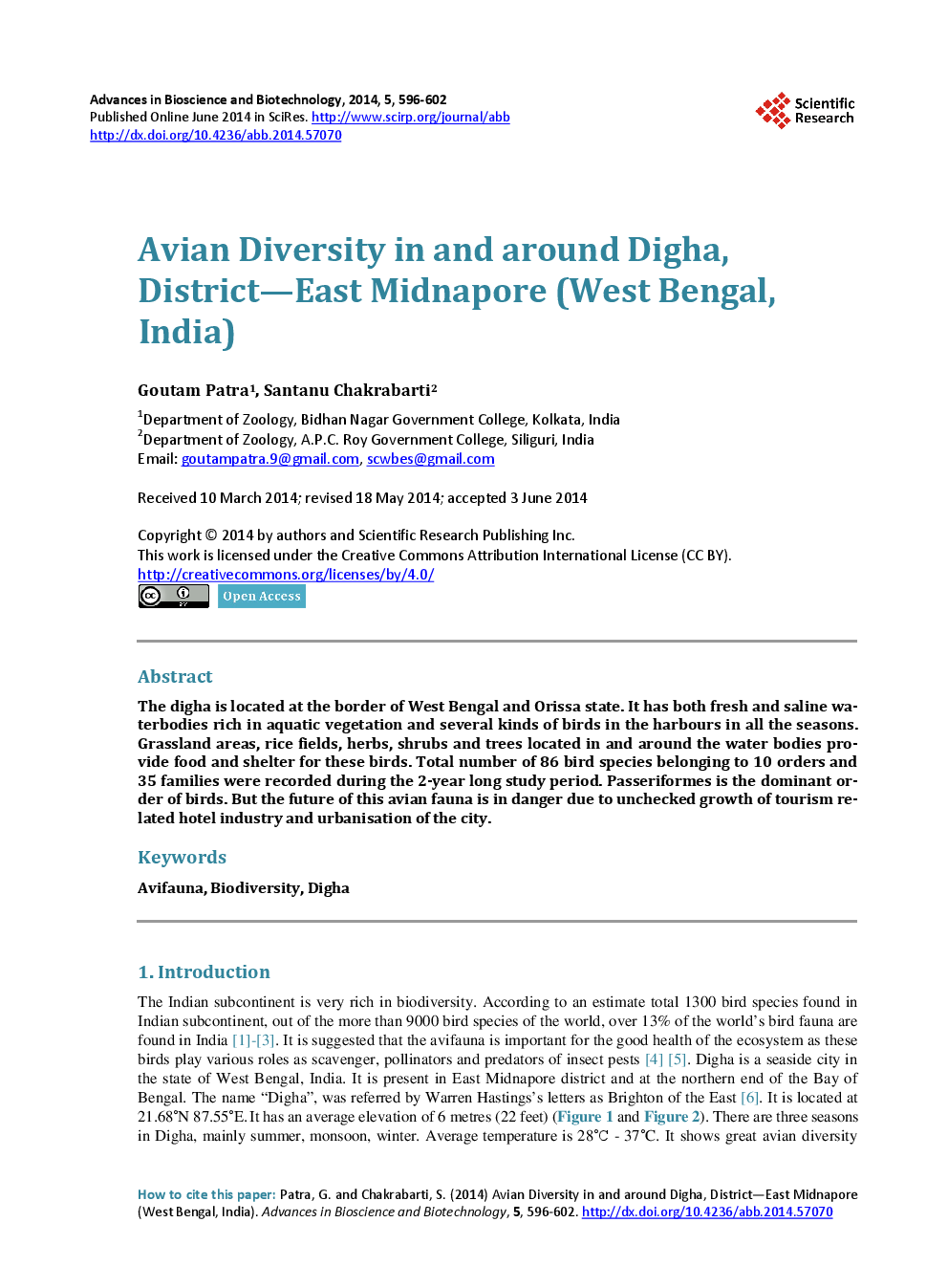 Avian Diversity In And Around Digha, District—East Midnapore (West Bengal, India) - Page 2
