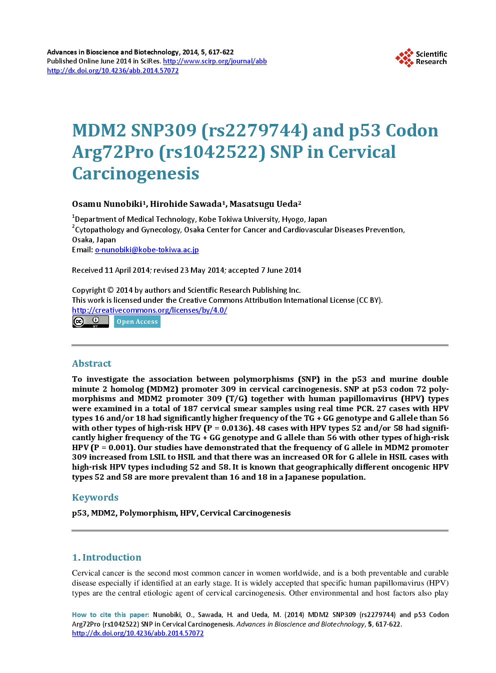 MDM2 SNP309 (rs2279744) And p53 Codon Arg72Pro (rs1042522) SNP In Cervical Carcinogenesis - Page 2