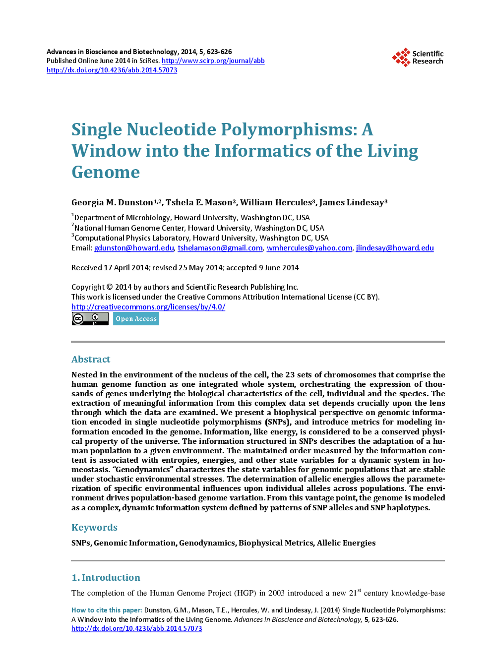 Single Nucleotide Polymorphisms: A Window Into The Informatics Of The Living Genome - Page 2