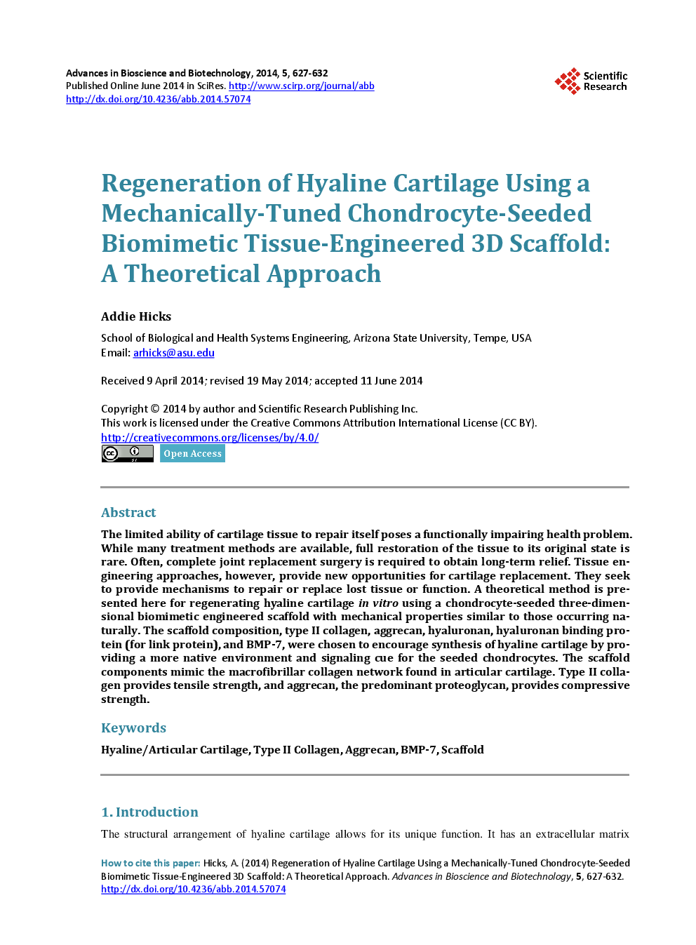 Regeneration Of Hyaline Cartilage Using A Mechanically-Tuned Chondrocyte-Seeded Biomimetic Tissue-Engineered 3D Scaffold: A Theoretical Approach - Page 2
