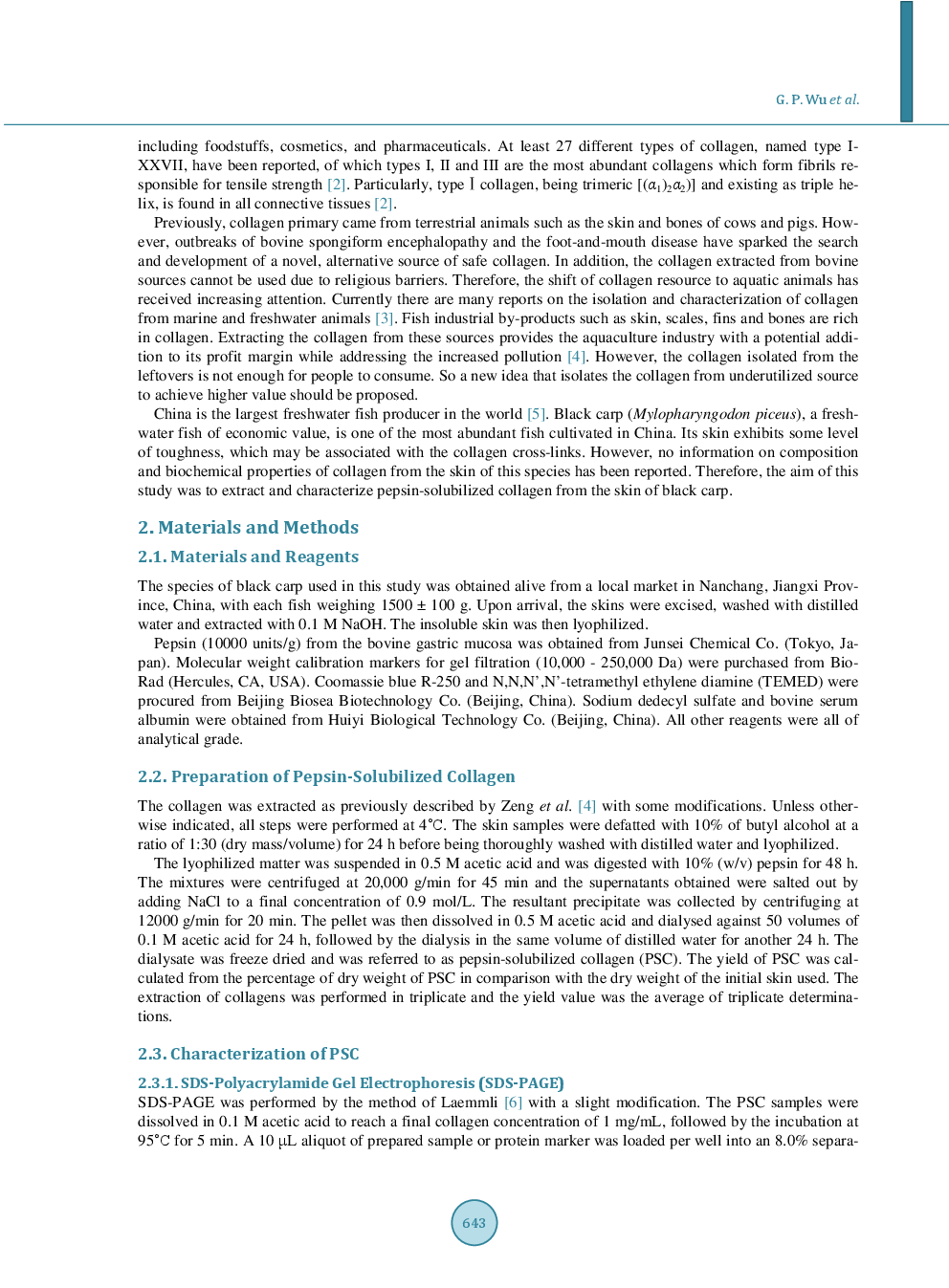 Isolation And Characterization Of Pepsin-Solubilized Collagen From The Skin Of Black Carp (Mylopharyngdon Piceus) - Page 3