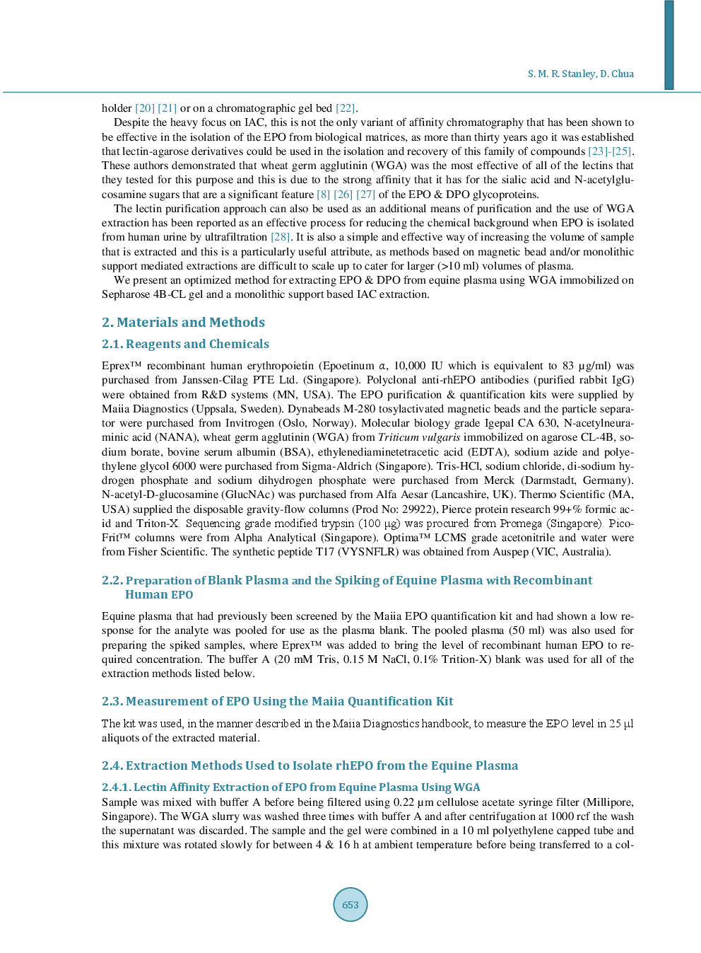 Improved Recovery Of Erythropoietin And Darbepoetin From Equine Plasma By The Application Of A Wheat Germ Agglutinin Mediated Pre-Extraction Prior To Immunoaffinity Chromatography - Page 4