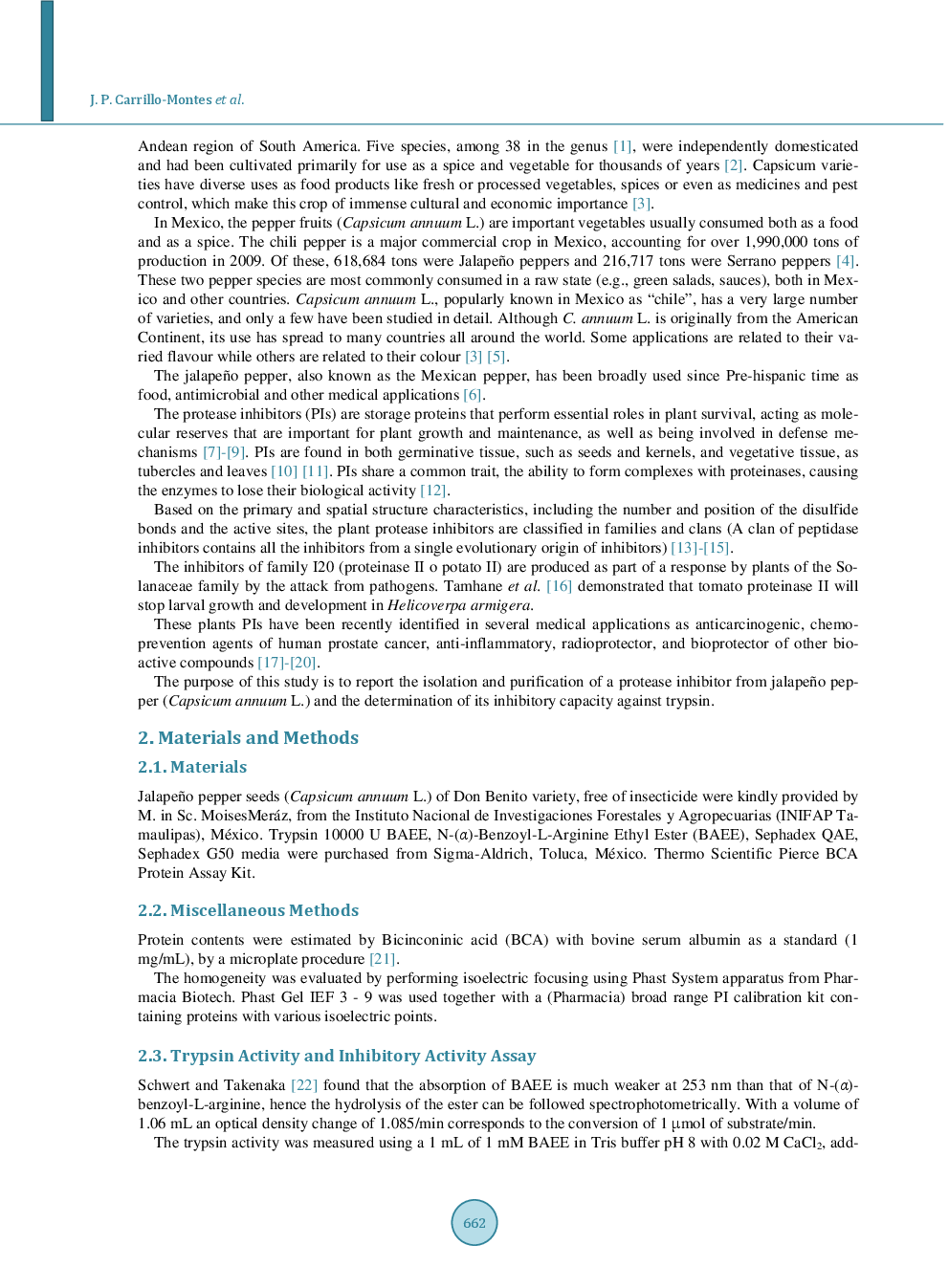 Purification And Biochemical Characterization Of A Protease Inhibitor II Family From Jalapeño Pepper (Capsicum Annuum L.) - Page 3