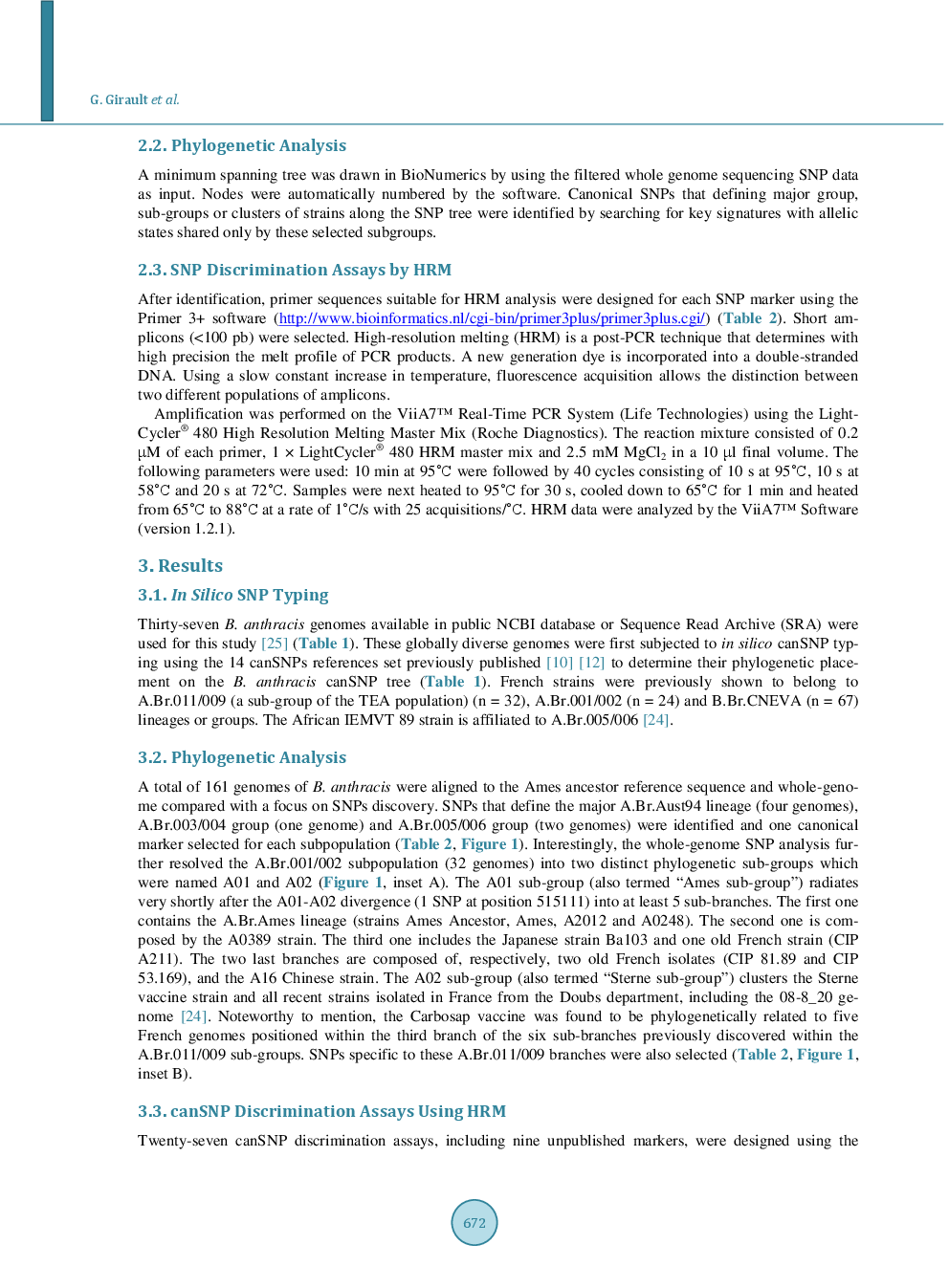 Application Of High-Throughput Sequencing: Discovery Of Informative SNPs To Subtype Bacillus Anthracis - Page 5