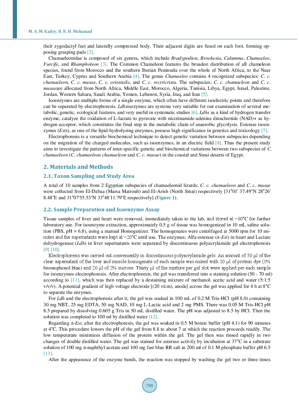 Genetic And Metabolic Variability Between Two Subspecies Of Chamaeleo Chamaeleon (Reptilia: Chamaeleonidae) In Egypt - Page 3