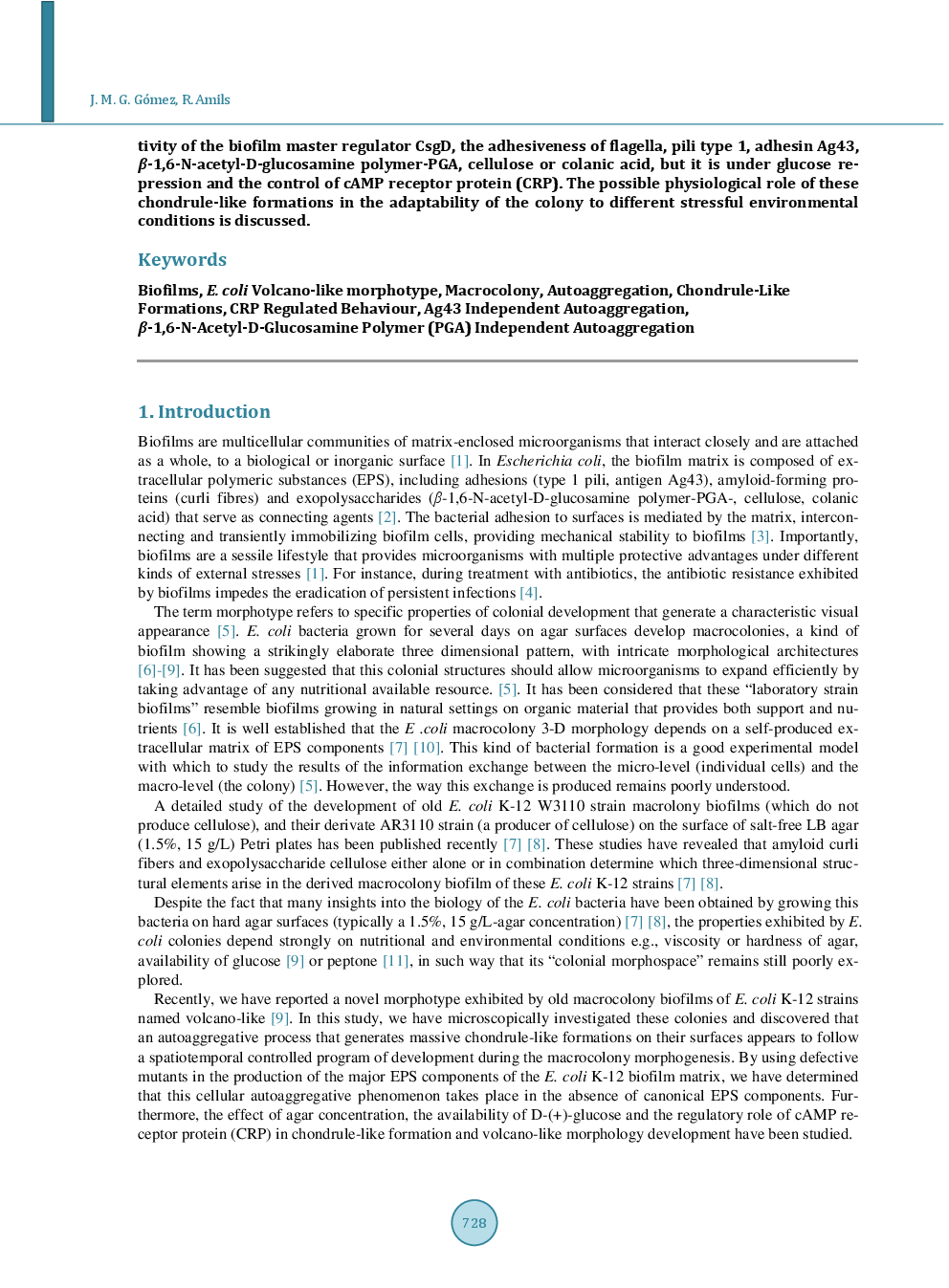 A Novel Cellular Autoaggregative Developmentally CRP Regulated Behaviour Generates Massively Chondrule-Like Formations Over Surface Of Old Escherichia Coli K-12 Macrocolony Biofilms - Page 3