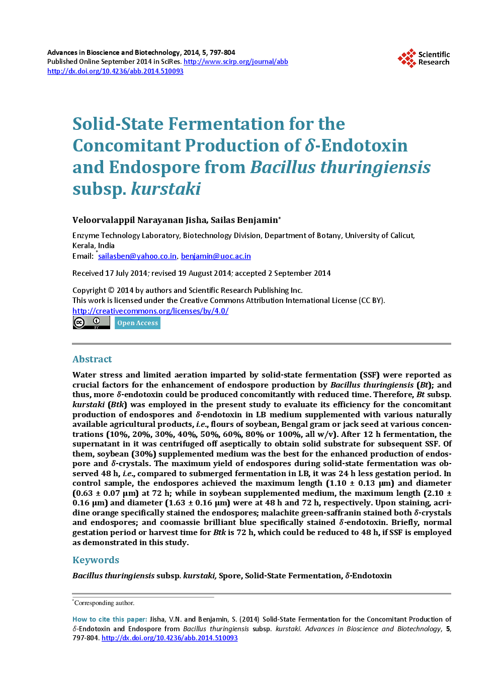 Solid-State Fermentation For The Concomitant Production Of δ-Endotoxin And Endospore From Bacillus Thuringiensis Subsp. Kurstaki - Page 2