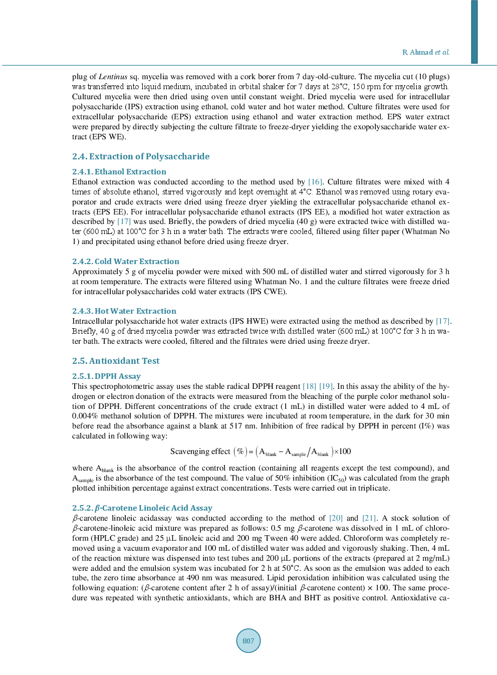 Antioxidant Properties And Glucan Compositions Of Various Crude Extract From Lentinus Squarrosulus Mycelial Cultureatment - Page 4