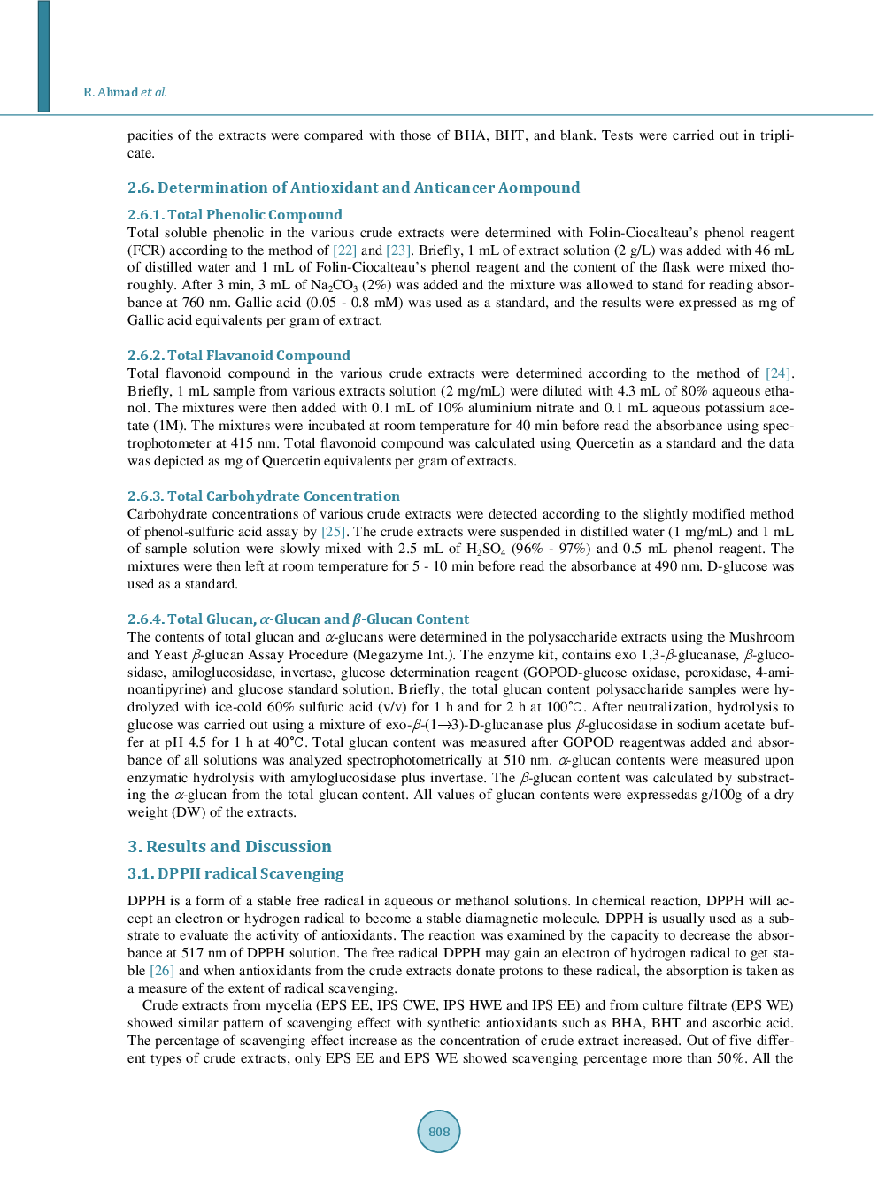 Antioxidant Properties And Glucan Compositions Of Various Crude Extract From Lentinus Squarrosulus Mycelial Cultureatment - Page 5