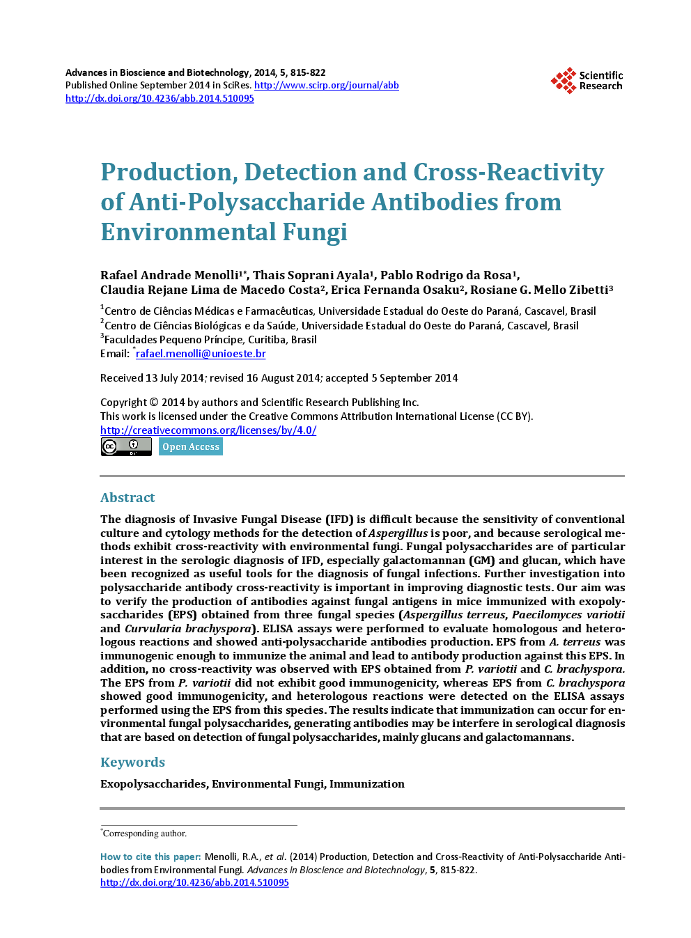 Production, Detection And Cross-Reactivity Of Anti-Polysaccharide Antibodies From Environmental Fungi - Page 2
