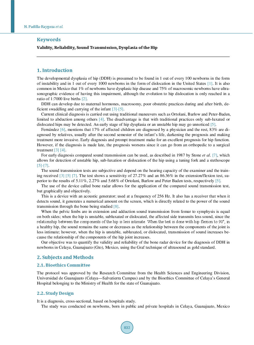 Validity And Reliability Of A Measuring Device Based On Sound Transmission For Diagnosis Of Hip Dysplasia In Newborns - Page 3