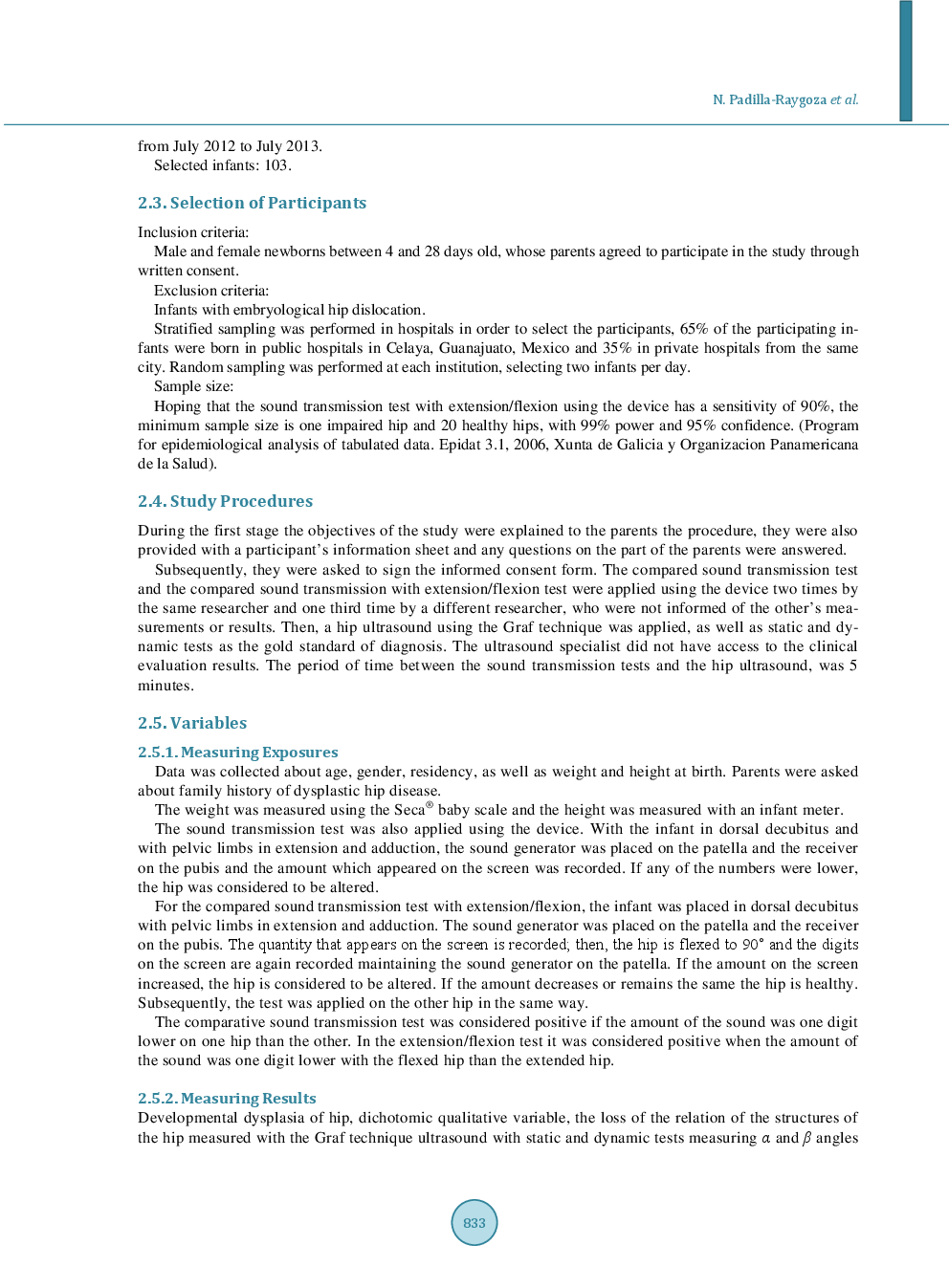 Validity And Reliability Of A Measuring Device Based On Sound Transmission For Diagnosis Of Hip Dysplasia In Newborns - Page 4