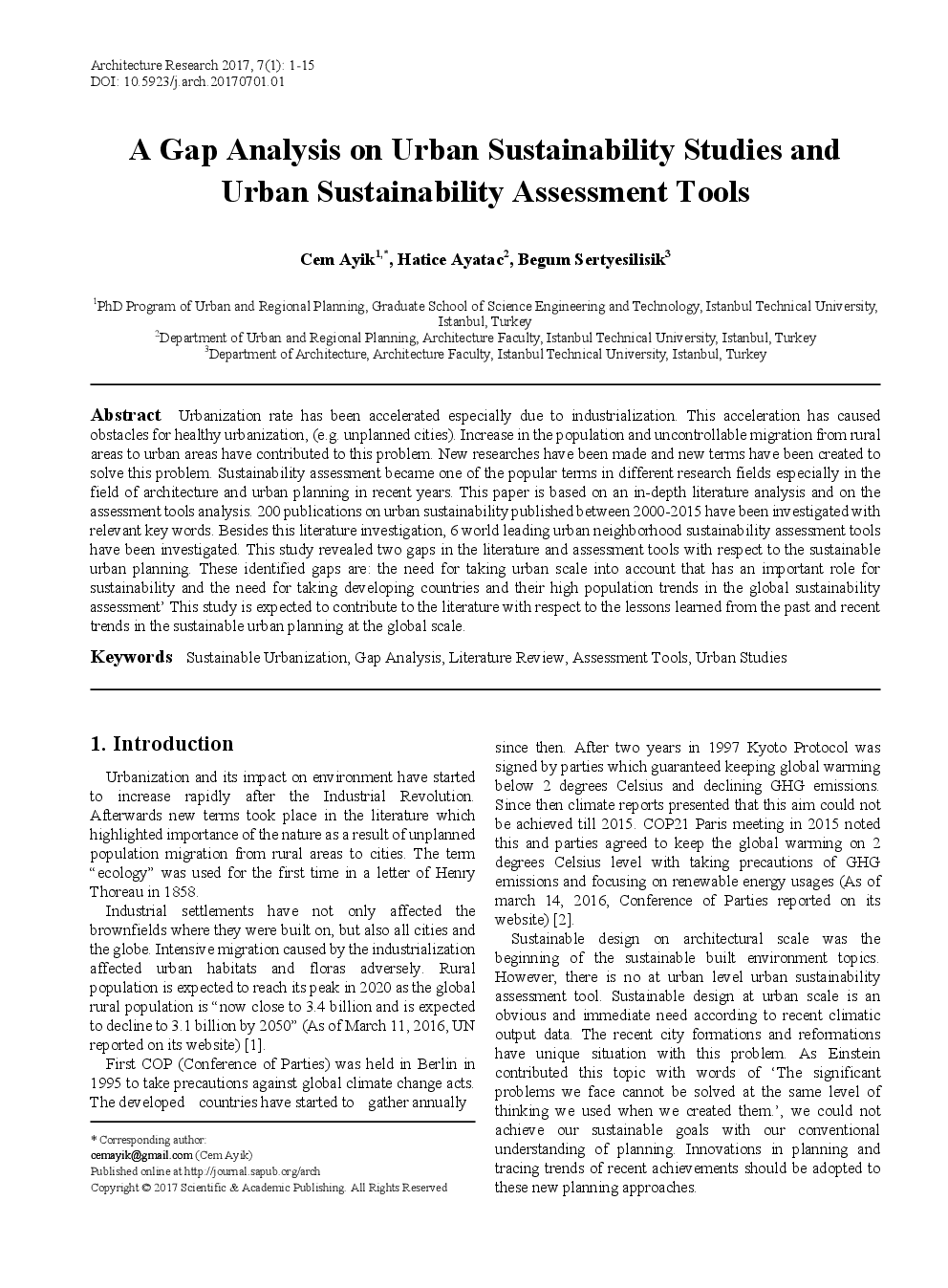 A Gap Analysis On Urban Sustainability Studies And Urban Sustainability Assessment Tools - Page 2