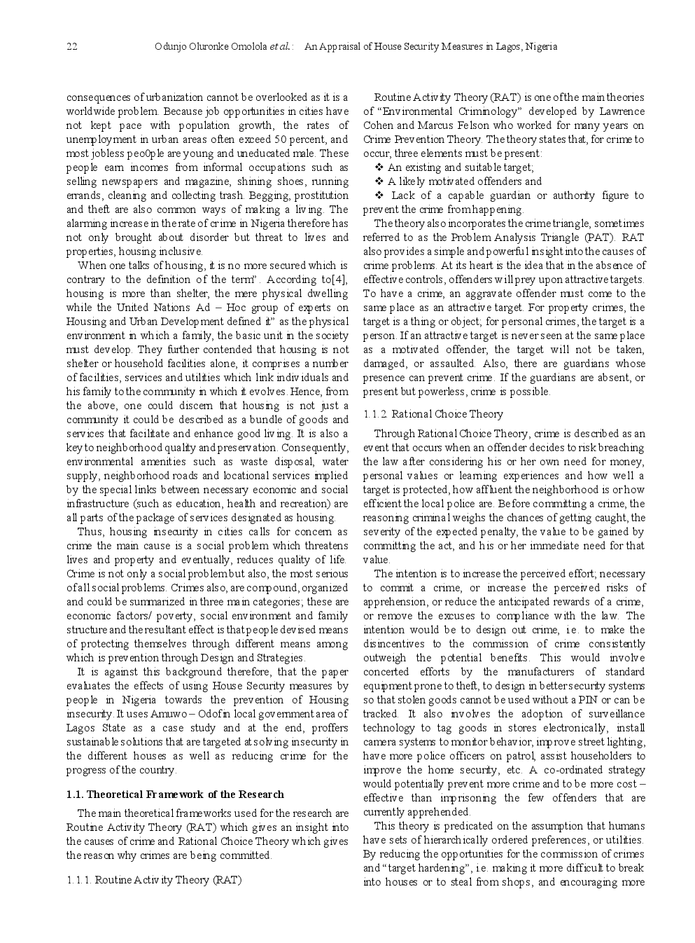 An Appraisal Of House Security Measures In Lagos, Nigeria - Page 3